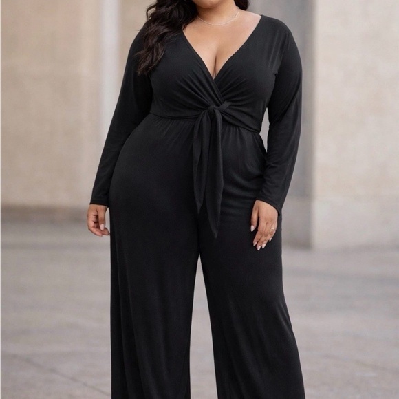 Cider Pants - CiderWoman’s Black Wide Leg Jumper Size 1x Front Wrap NWT